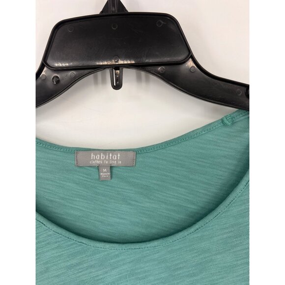 Habitat Clothes You Live In Womens Front Tie Scoop Neck Top Size Medium Green - Picture 2 of 5